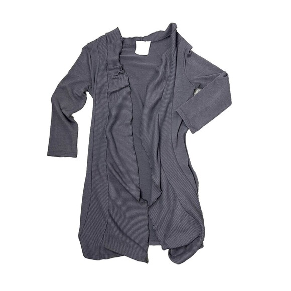 Threads Sweater Cardigan Open Draping Ruffle Shawl Collar Smoky Purple Small - Picture 3 of 4